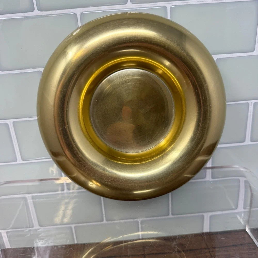 World Market Balloon Gold Pillar Candle Holder – Modern Brass Tone Trinket Dish
